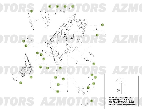 FILTRE AIRE RR-RS 4T pour BOITIER DU FILTRE de RR-2T-250-13