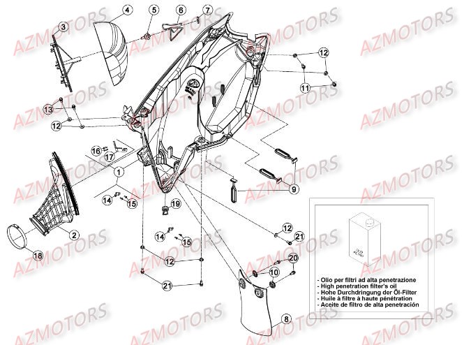 FILTRE AIR BETA pour BOITIER DU FILTRE de RR-2T-250-15