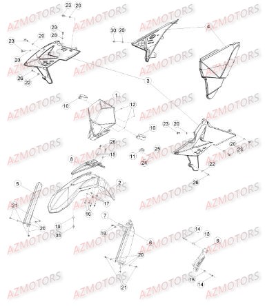 PROTECTION TIGE - KIT RED BETA pour CARENAGES RESERVOIR SELLE 2 de RR-2T-250-15