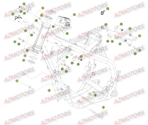 CHASSIS BETA piece beta enduro rr 250 2t 2temps 2015