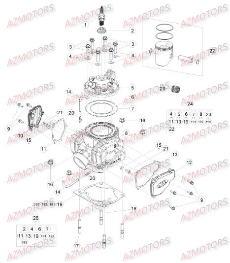 CYLINDRE_CULASSE_DISTRIBUTION BETA piece beta enduro rr 250 2t 2temps 2015