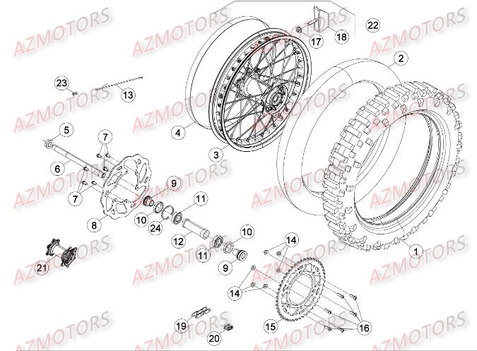 ROUE ARRIERE BETA RR 2T 250 15