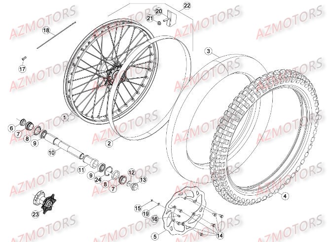 ROUE_AVANT BETA piece beta enduro rr 250 2t 2temps 2015