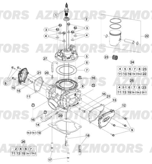 CYLINDRE - CULASSE - DISTRI Du No SERIE 700001 a 749999 BETA Pièces BETA RR 2T 300 - [2013]