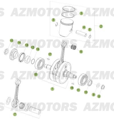 Vilebrequin   Piston   Contre Arbre BETA Pièces BETA RR 2T 300 - (2013)