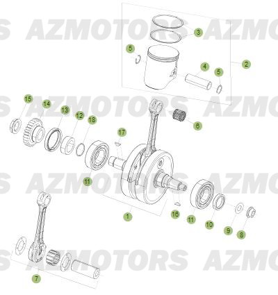 VILEBREQUIN - PISTON - CONTRE ARBRE pour RR-2T-300-13