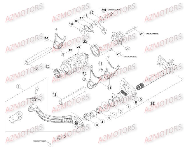 COMMANDE_BOITE_A_VITESSES BETA piece beta enduro rr 300 2t 2temps 2015