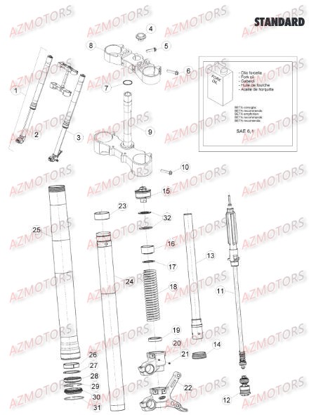 GR. RESSORT K=4,2 N/MM BETA pour FOURCHE de RR-2T-300-15