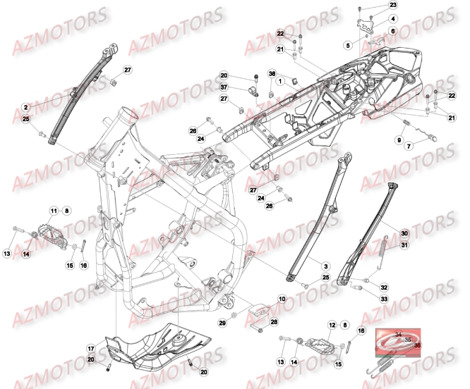 ACCESSOIRES_DU_CHASSIS BETA piece beta enduro rr 250 2t 2temps 2015