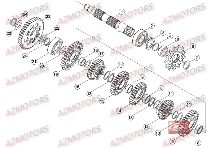 PIGNON DE TRANSMISSION SECONDA IRE BETA pour BOITE A VITESSES 2 de RR-300-2T-16