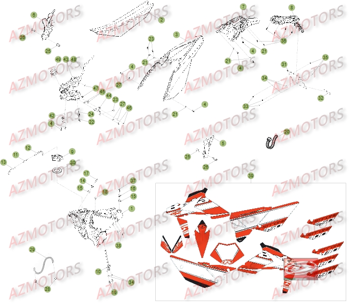 CARENAGES_RESERVOIR_SELLE BETA piece beta enduro rr 250 2t 2temps 2015