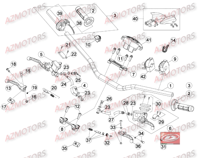 COMMANDES_GUIDON BETA piece beta enduro rr 250 2t 2temps 2015