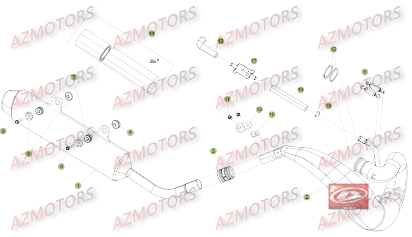 ECHAPPEMENT HOMOLOGUE ROUTE pour RR-300-2T-16