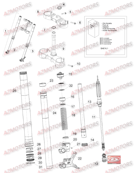 GR. RESSORT K=4,2 N/MM BETA pour FOURCHE de RR-300-2T-16