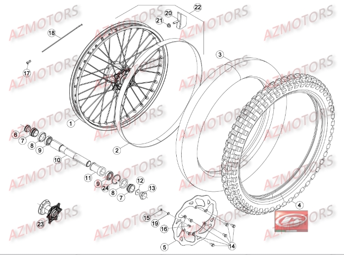 ROUE_AVANT BETA piece beta enduro rr 250 2t 2temps 2015