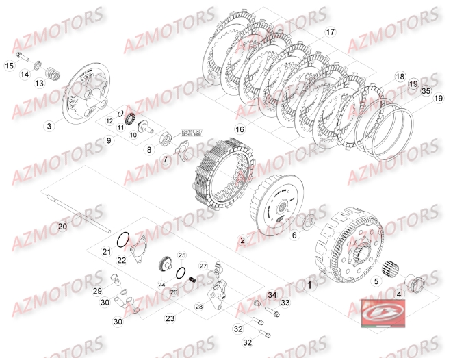 TRANSMISSION_PRINCIPALE-EMBRAYAGE BETA piece beta enduro rr 250 2t 2temps 2015