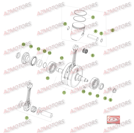 VILEBREQUIN-PISTON-CONTRE ARBRE pour RR-300-2T-16