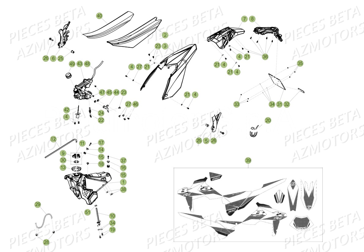 Carenages Reservoir BETA Pieces BETA RR 2T 300 - (2018)
