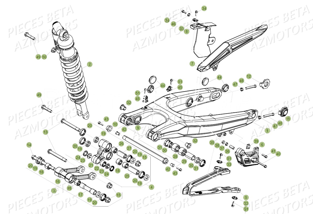 Fourche Arriere Suspension Arriere BETA Pieces BETA RR 2T 300 - (2018)