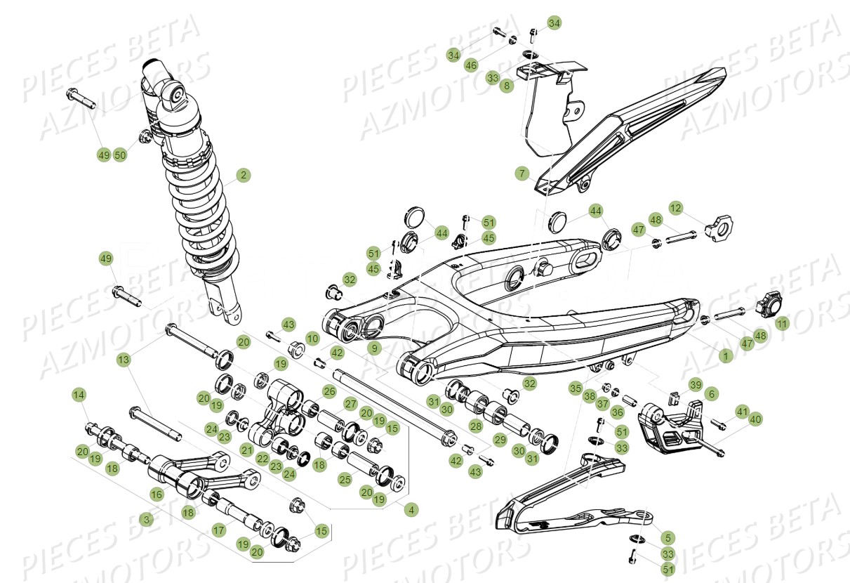 FOURCHE-ARRIERE-SUSPENSION-ARRIERE pour RR-300-2T-18