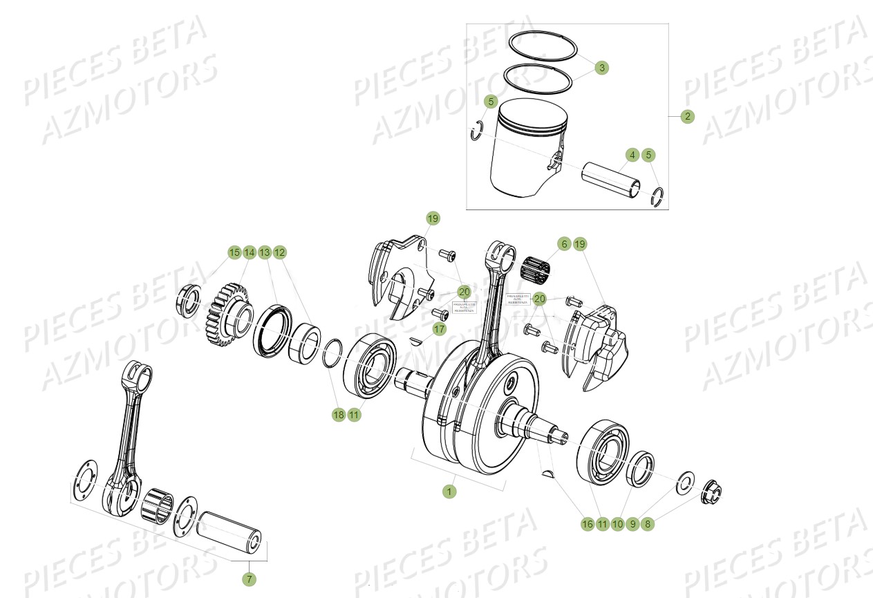 VILEBREQUIN-PISTON-CONTRE-ARBRE pour RR-300-2T-18