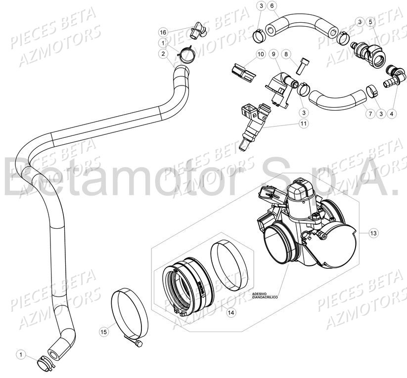 Carburation Injection Corps De Papillon BETA Pièces Beta RR 4T 350 Enduro - 2017
