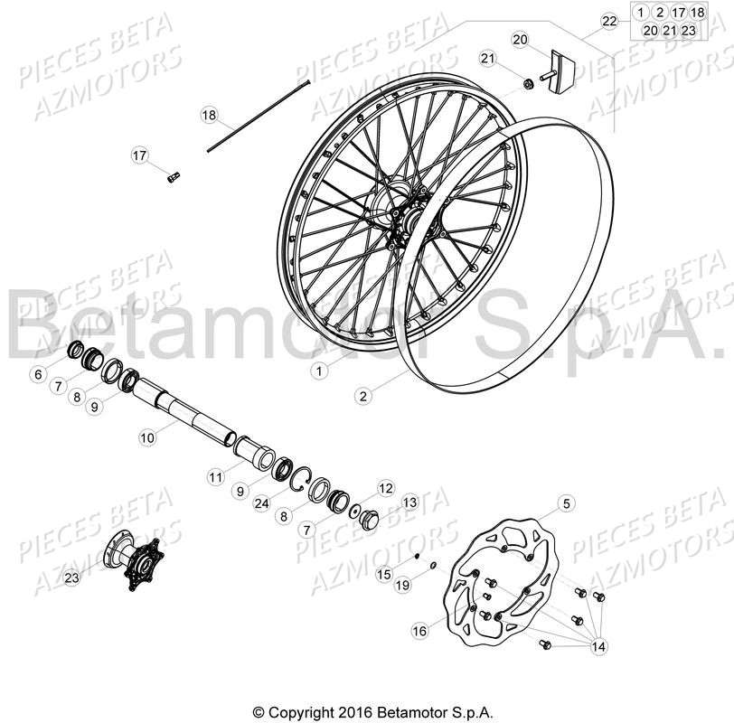 Roue Avant BETA Pièces Beta RR 4T 350 Enduro - 2017