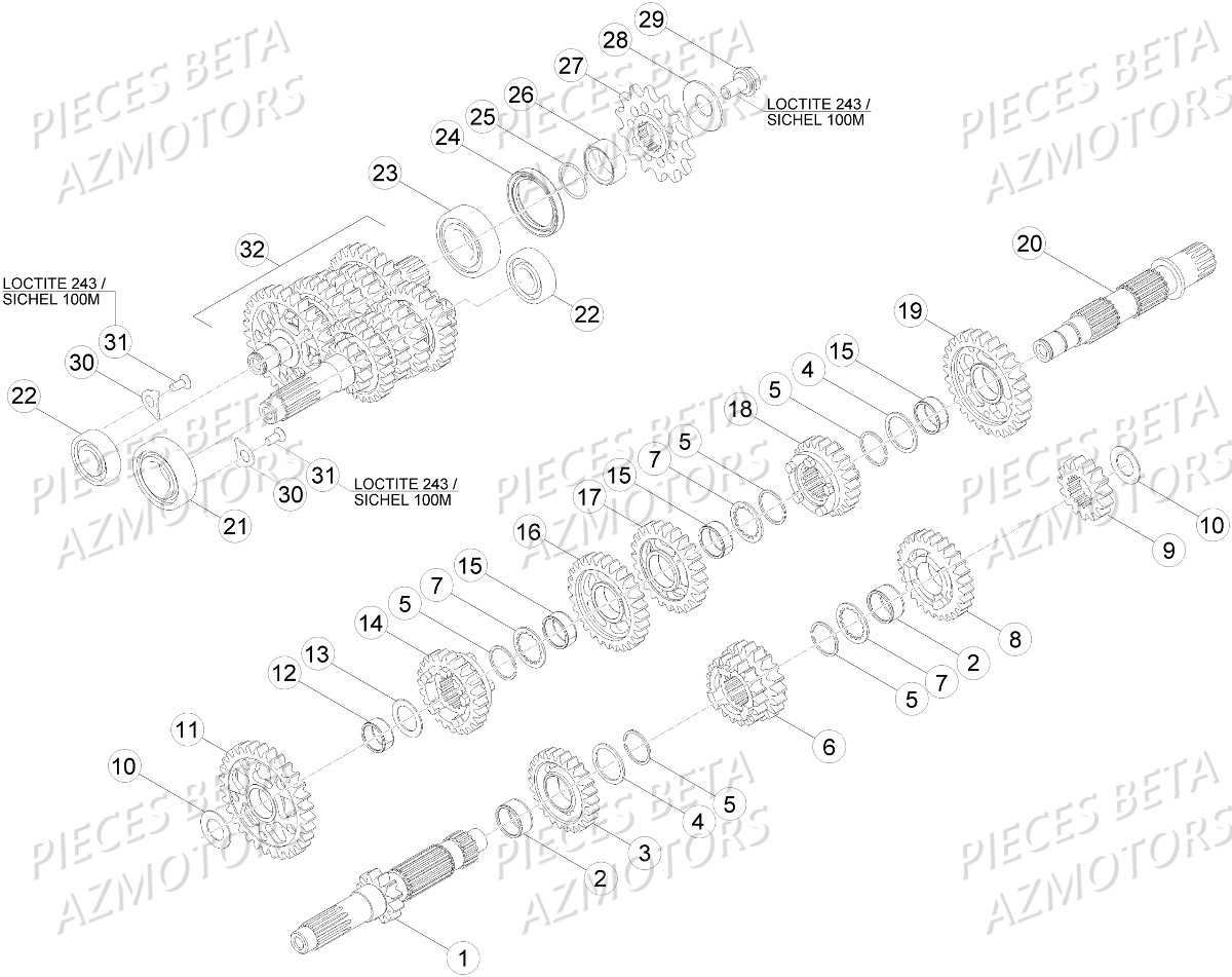 PIGNON DE TRANSMISSION SECONDA IRE BETA pour BOITE A VITESSES de RR-390-4T-16