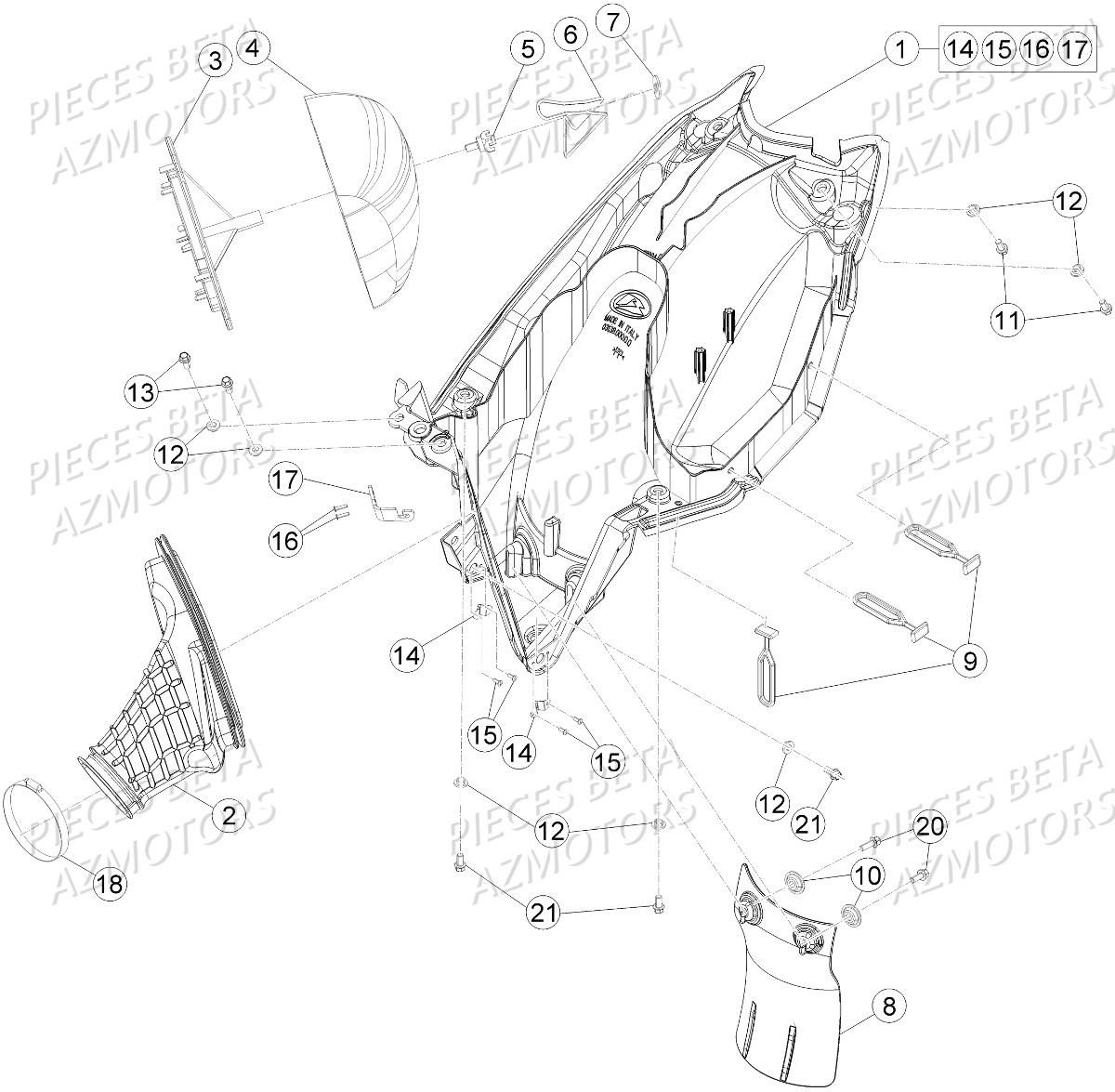 BOITIER_DU_FILTRE BETA Pièces Beta RR 4T 390 Enduro - 2016