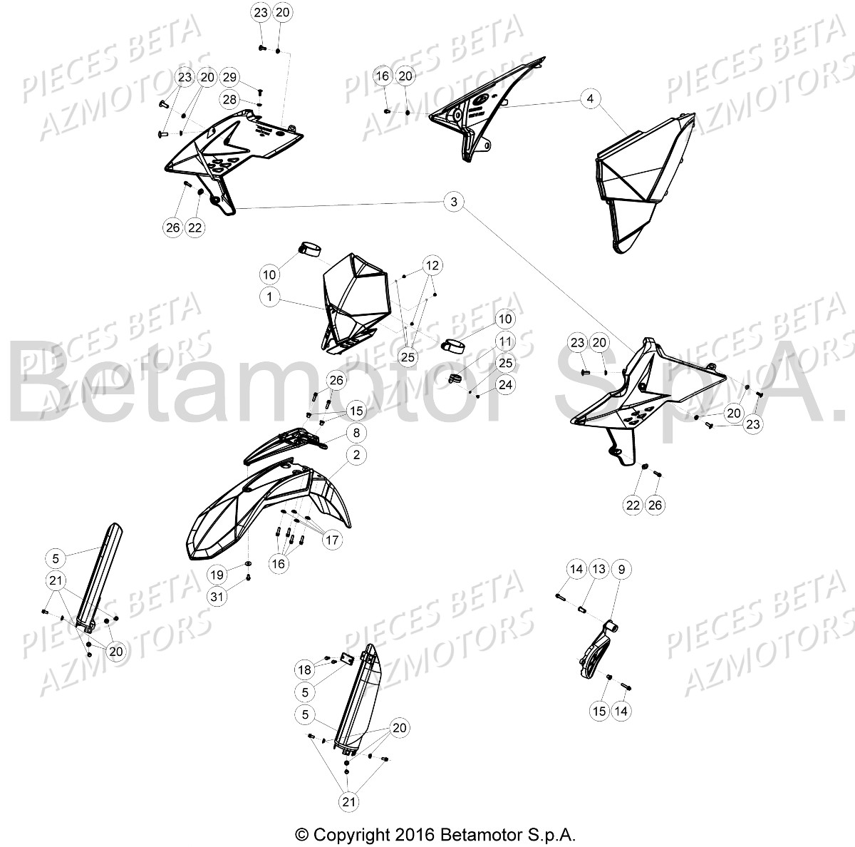 Carenages Reservoir Selle2 BETA Pièces Beta RR 4T 390 Enduro - 2016