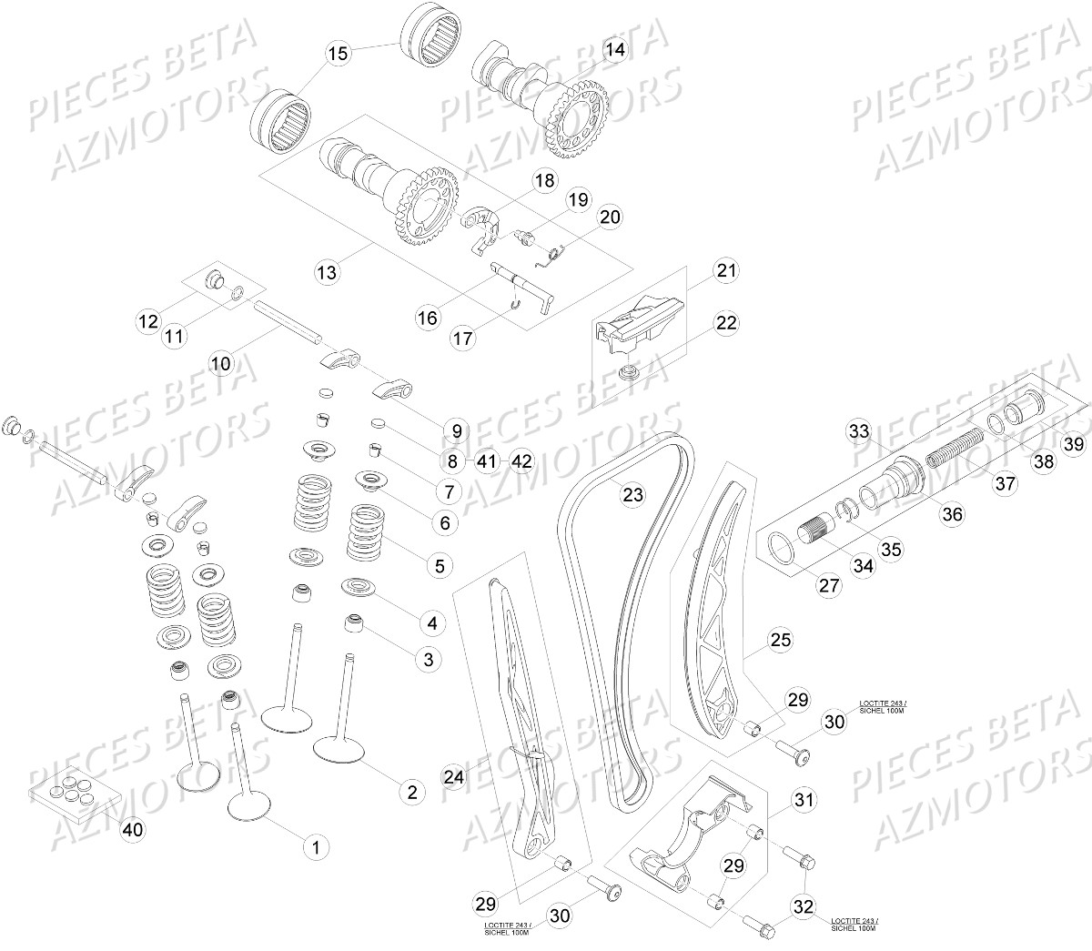 Cylindre Culasse Distribution2 BETA Pièces Beta RR 4T 390 Enduro - 2016