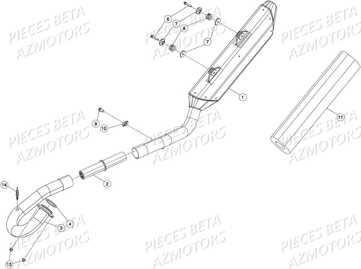 Echappement BETA Pièces Beta RR 4T 390 Enduro - 2016