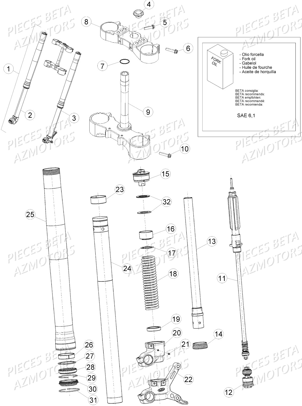 Fourche BETA Pièces Beta RR 4T 390 Enduro - 2016