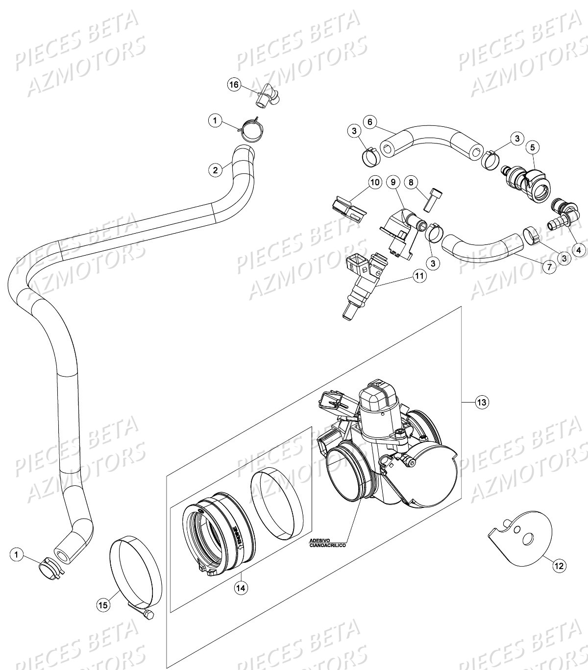 Groupe Injection BETA Pièces Beta RR 4T 390 Enduro - 2016