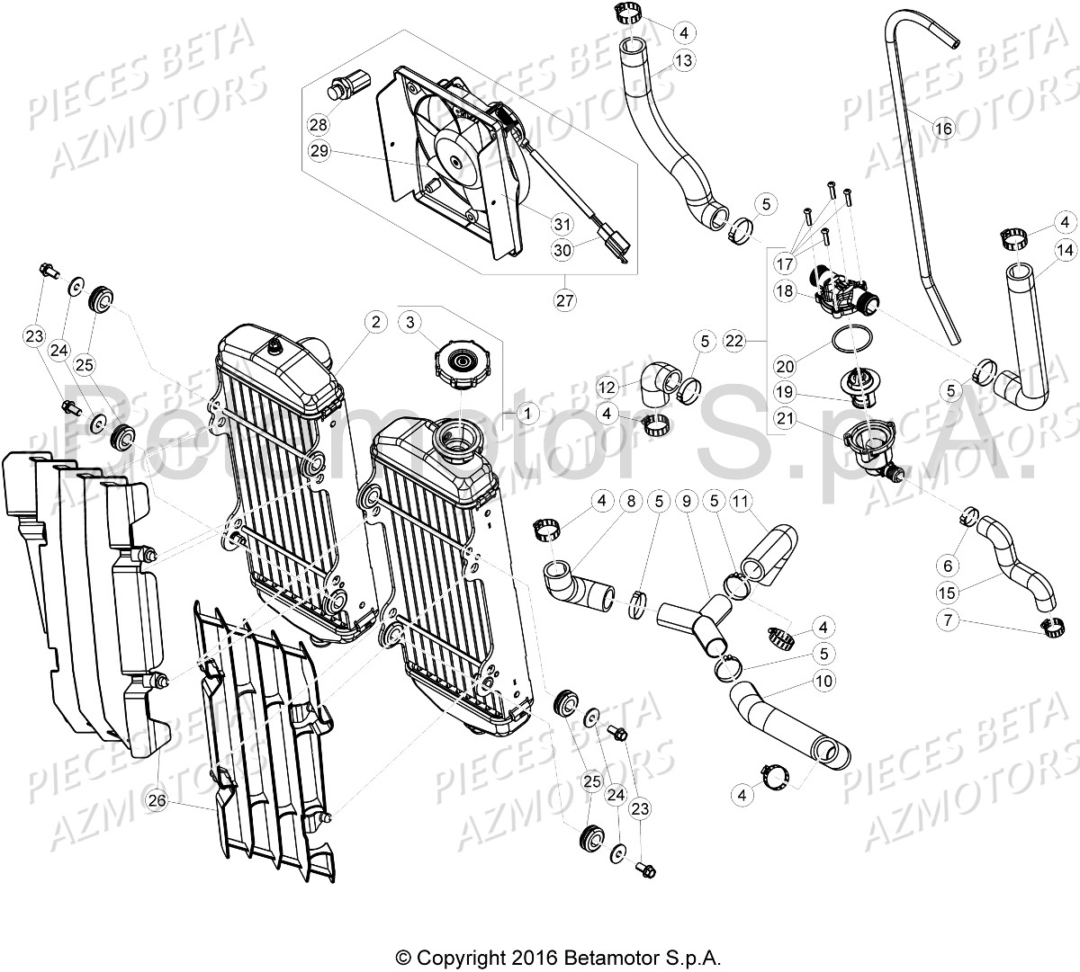 Installation De Refroidissement2 BETA Pièces Beta RR 4T 390 Enduro - 2016