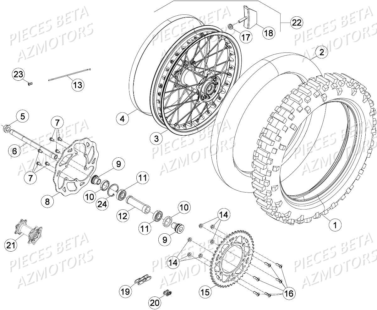 ROUE ARRIERE BETA RR 390 4T 16