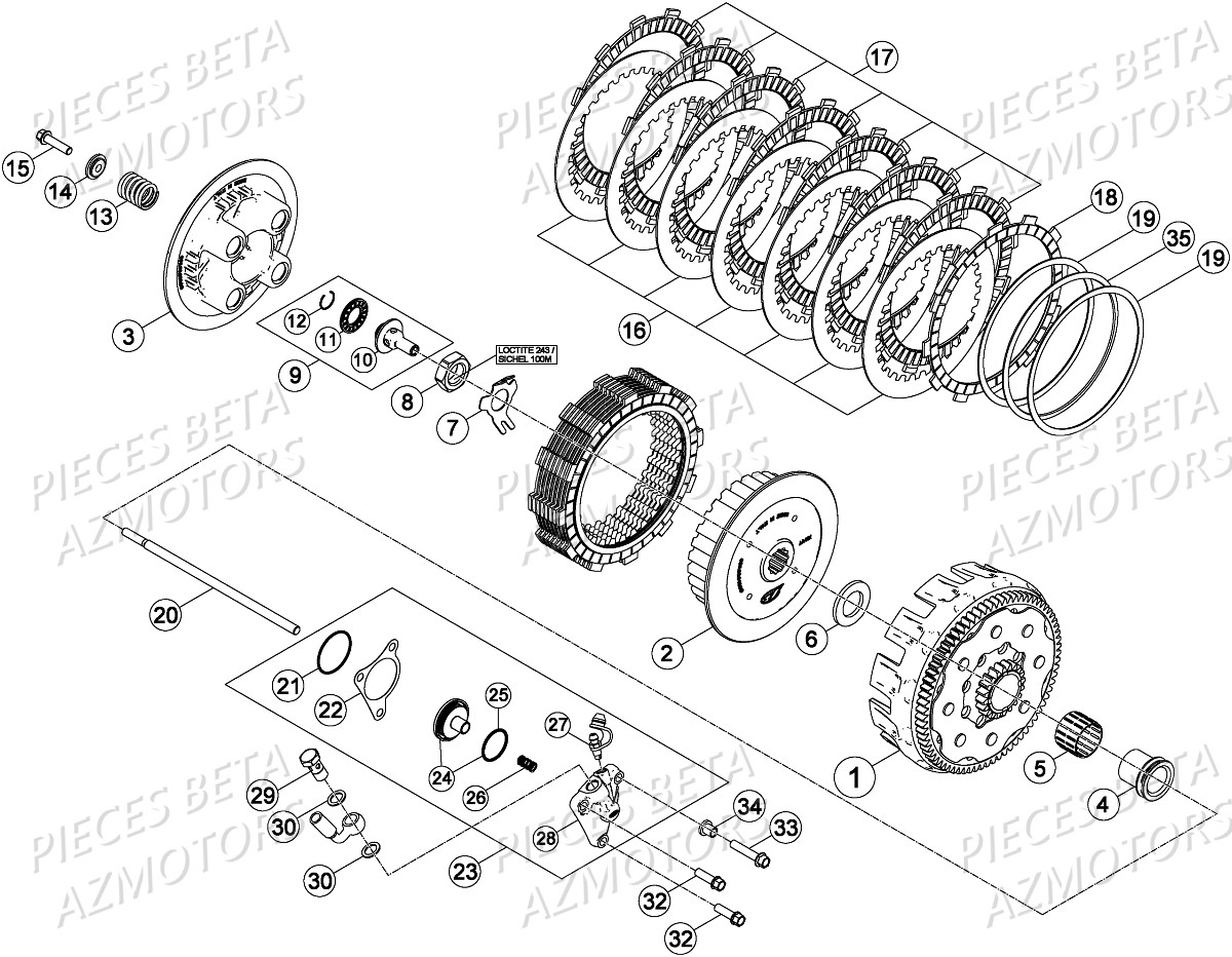 TRANSMISSION PRINCIPALE EMBRAYAGE pour RR-390-4T-16