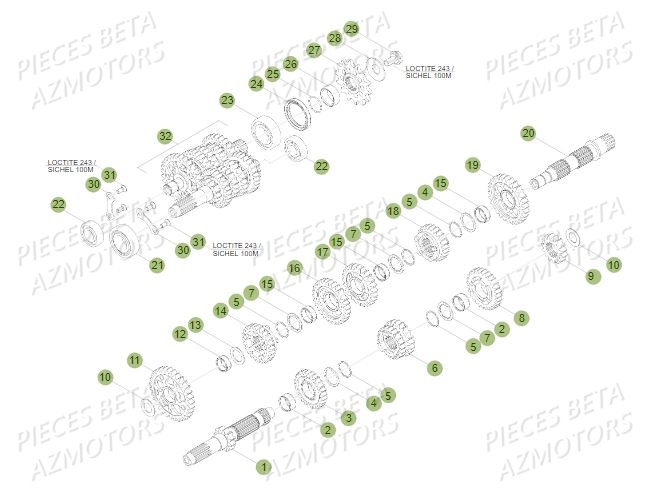 PIGNON DE TRANSMISSION SECONDA IRE BETA pour BOITE A VITESSES de RR-390-4T-17