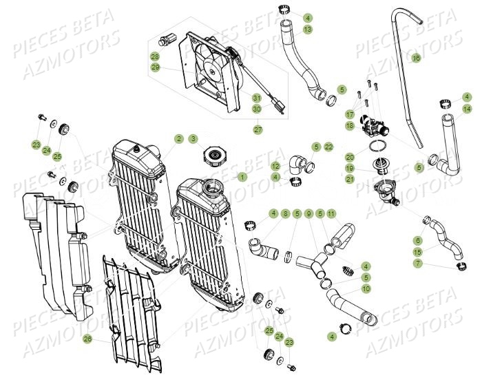 Radiateur BETA Pièces Beta RR 4T 390 Enduro - 2017