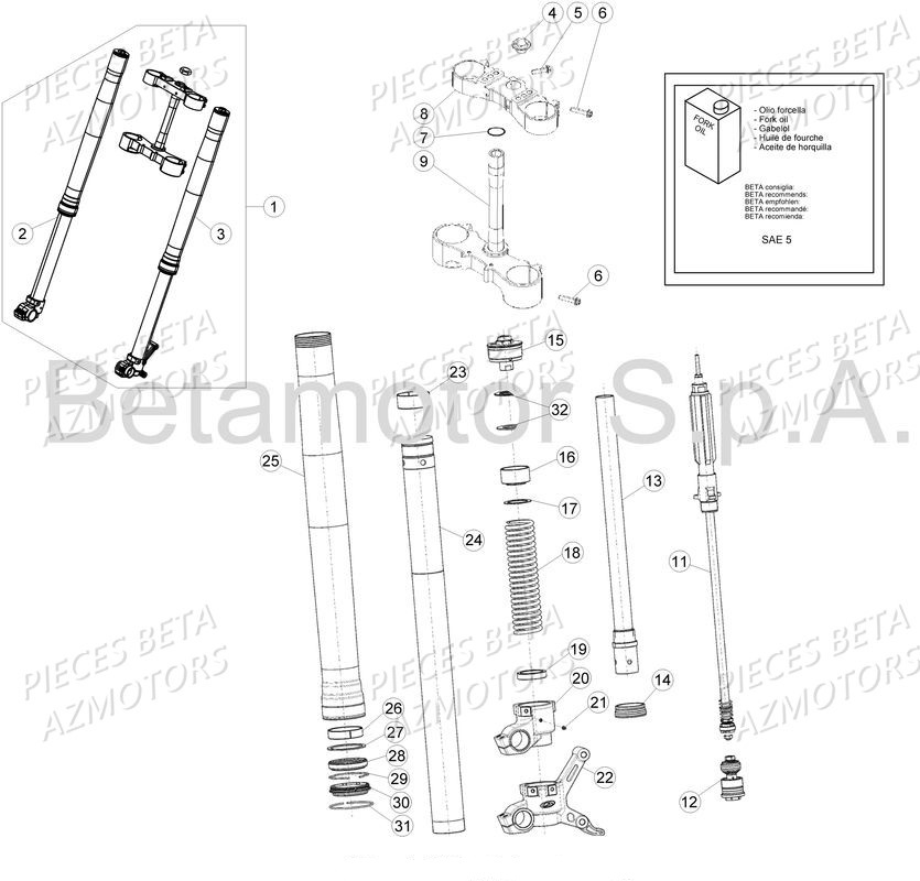 Fourche Avant BETA Pièces Beta RR 4T 430 Enduro - 2017