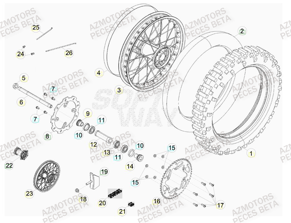 Roue Arriere BETA Pièces Beta RR 4T 520 Enduro - 2010