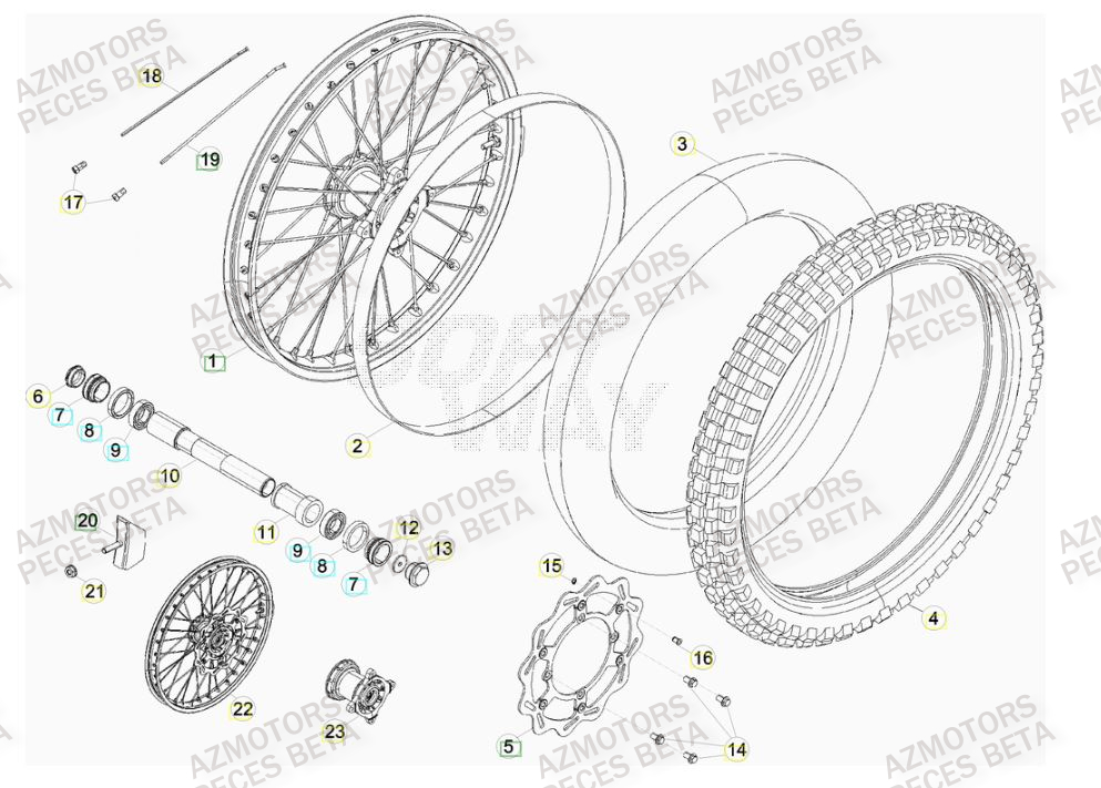 Roue Avant BETA Pièces Beta RR 4T 520 Enduro - 2010