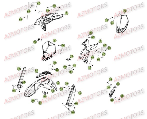 CARENAGES - RESERVOIR - SELLE 2 pour RR-4T-12