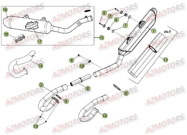 Echappement BETA Pièces Beta RR 4T 350 Enduro - 2012