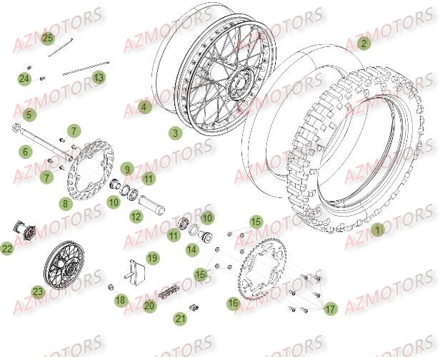 Roue Arriere Du No Serie 237 A 500000 BETA Pièces Beta RR 4T 350 Enduro - 2012