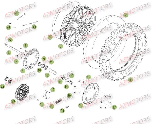 ROUE ARRIERE DU No SERIE 237 A 500000 BETA RR 4T 12