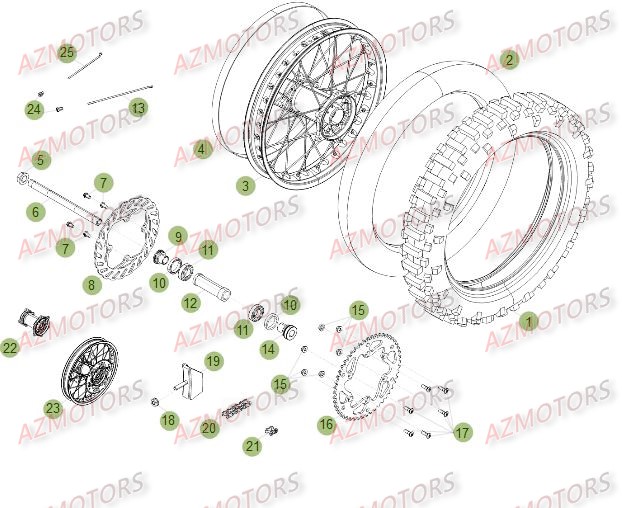 Roue Arriere Du No Serie 500001 A 550000 BETA Pièces Beta RR 4T 350 Enduro - 2012