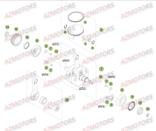 Vilebrequin   Piston   Contre Arbre 2 BETA Pièces Beta RR 4T 350 Enduro - 2012