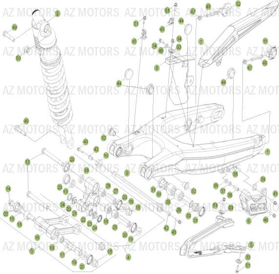 FOURCHE ARRIERE-SUSPENSION ARRIERE pour RR-4T-350-13