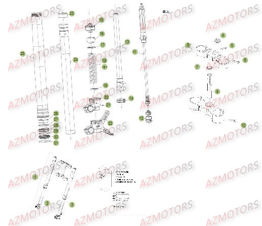 GR. RESSORT K=4,2 N/MM BETA pour FOURCHE DU No SERIE 000612 A 000865 de RR-4T-350-14